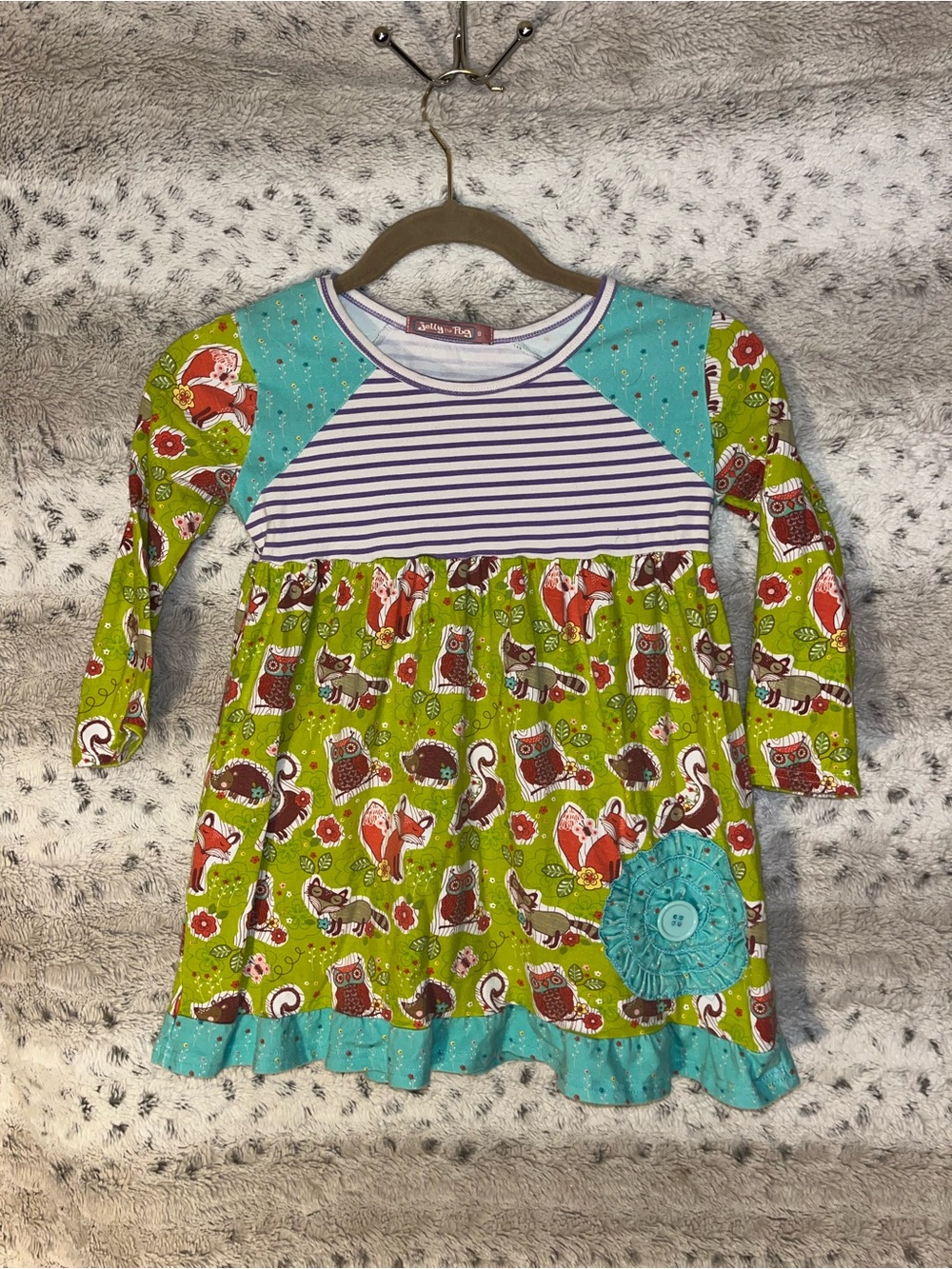 Jelly the Pug Size 8 Woodland Animals Mixed Print Knit Dress